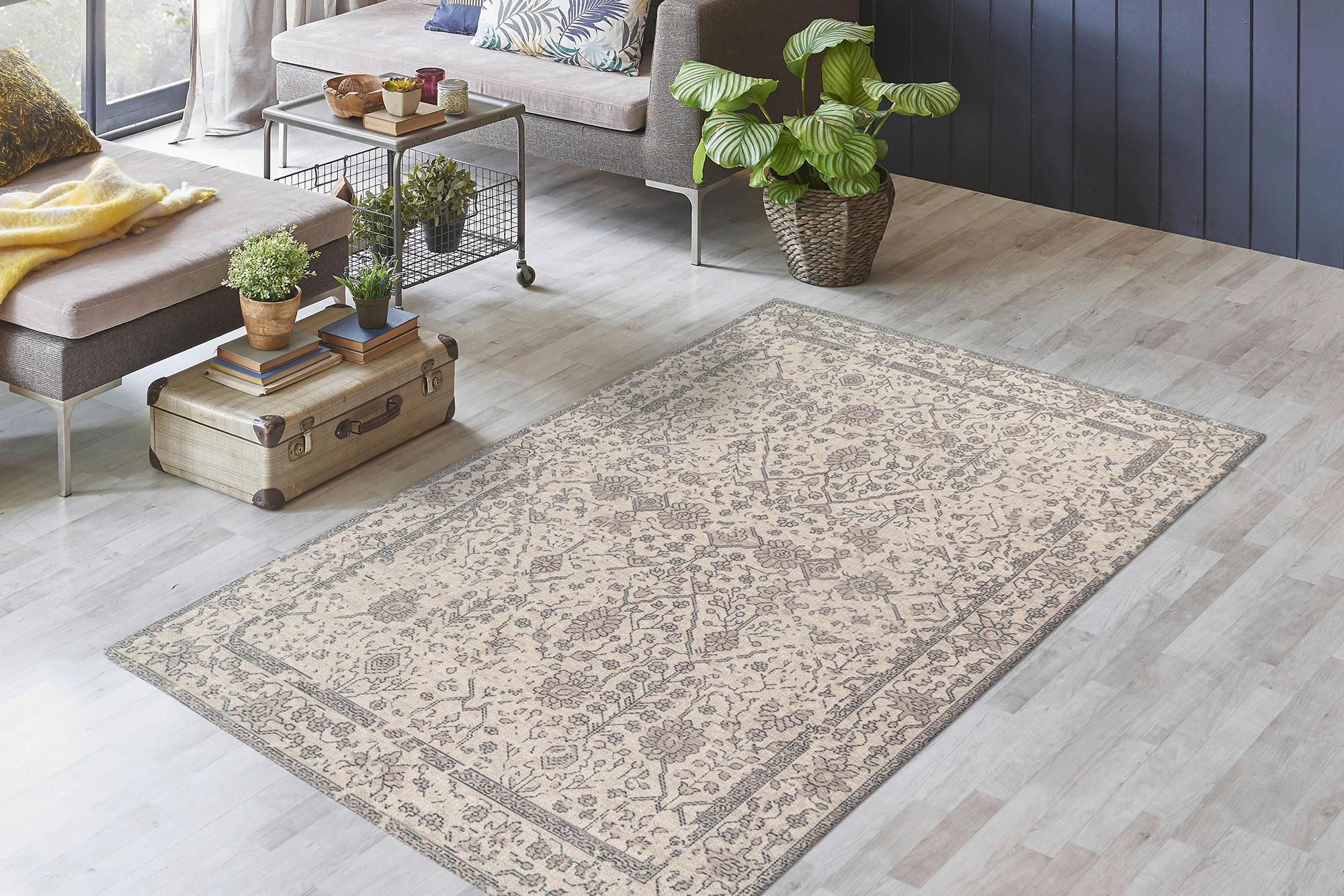 VINTAGE-TEPPICH 80/150 cm Percy 100 Creme  - Creme, KONVENTIONELL, Textil (80/150cm)