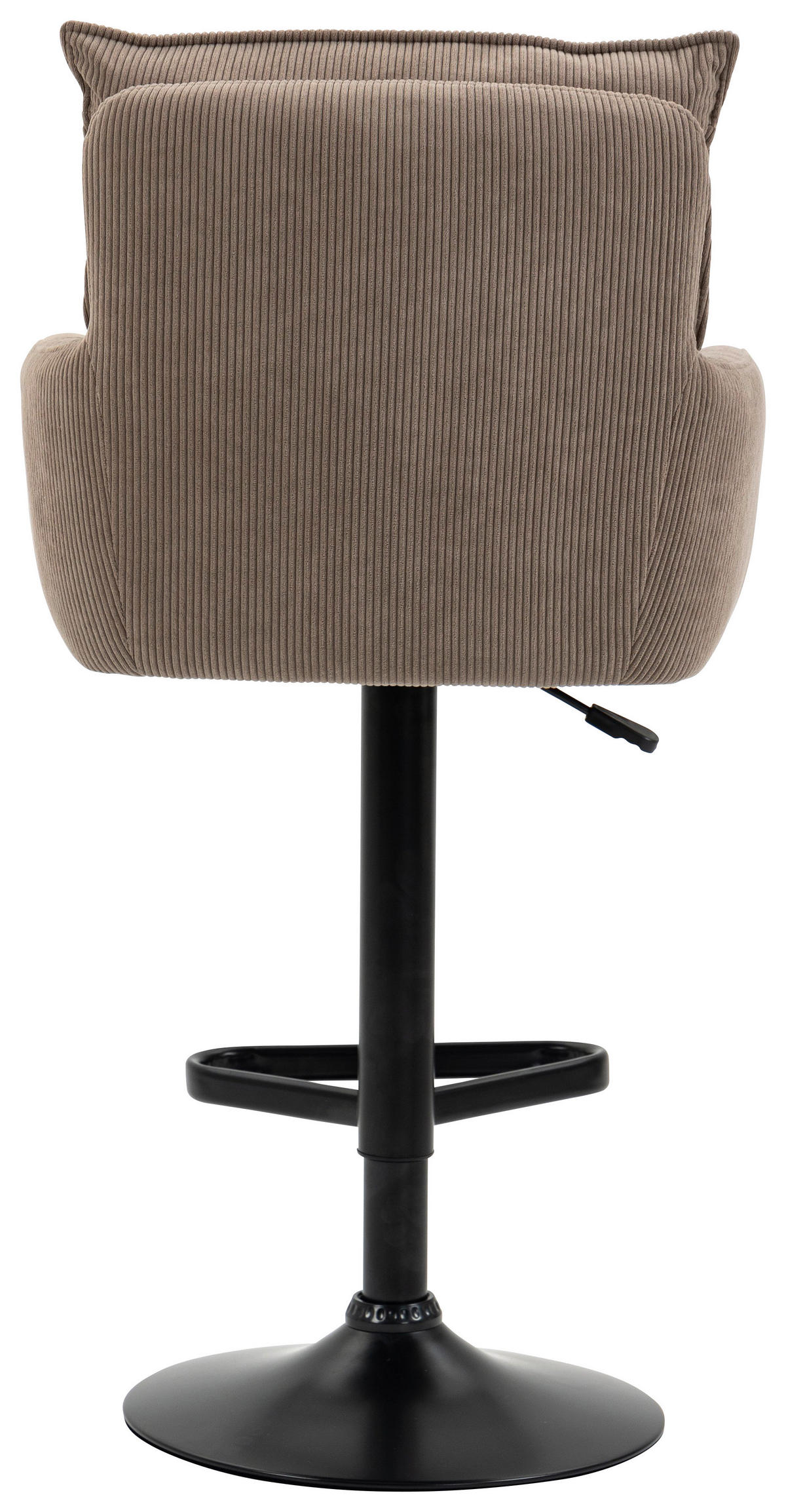 BARHOCKER Cord Braun, Schwarz Eisen Sitzfläche 360° drehbar, Stoffauswahl, inklusive Armlehnen  - Schwarz/Braun, Design, Textil/Metall (54/98-120/58cm) - Novel