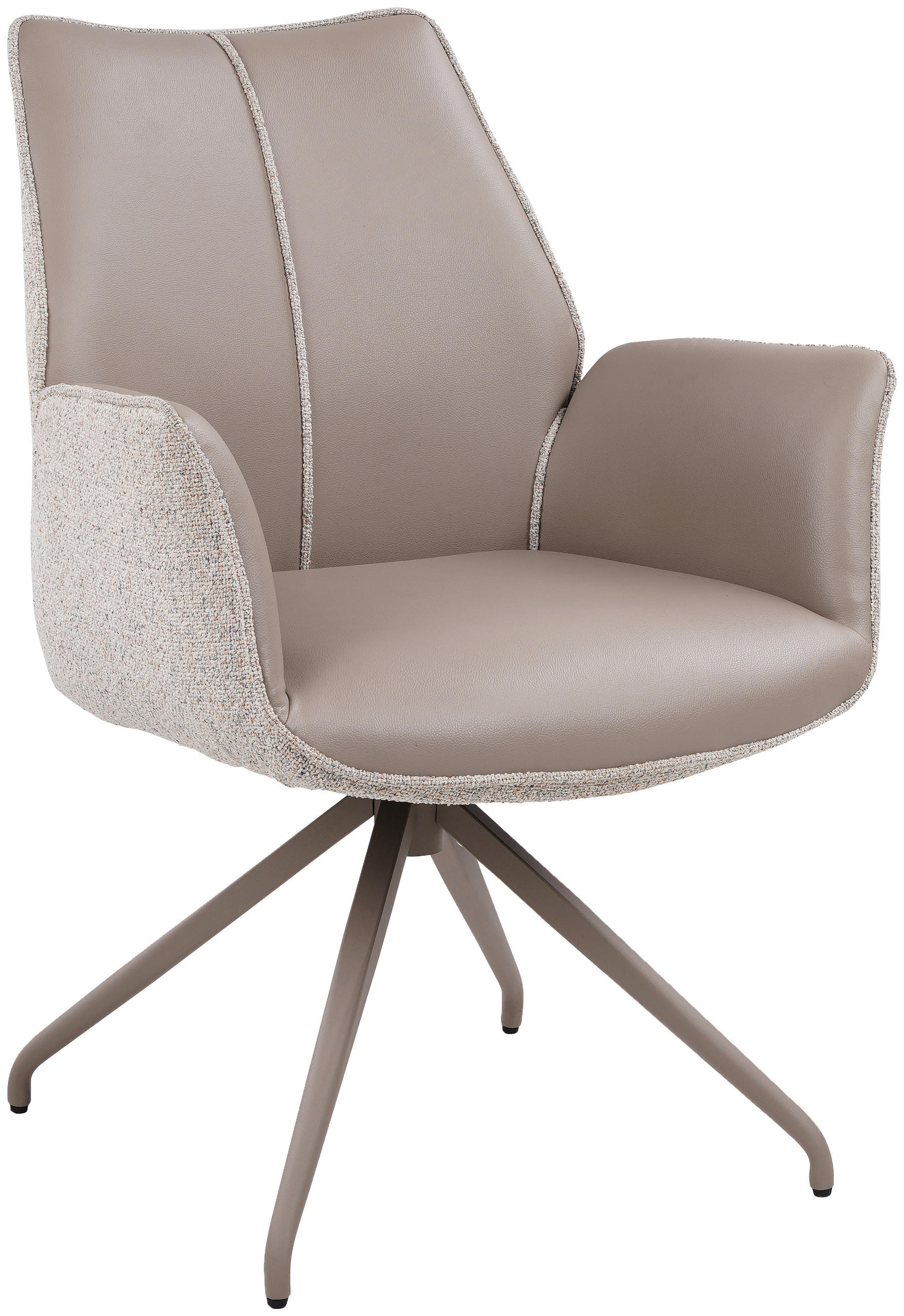 ARMLEHNSTUHL  in Eisen Lederlook, Leinenoptik  - Champagner/Grau, KONVENTIONELL, Textil/Metall (61/82,5/61cm) - Livetastic