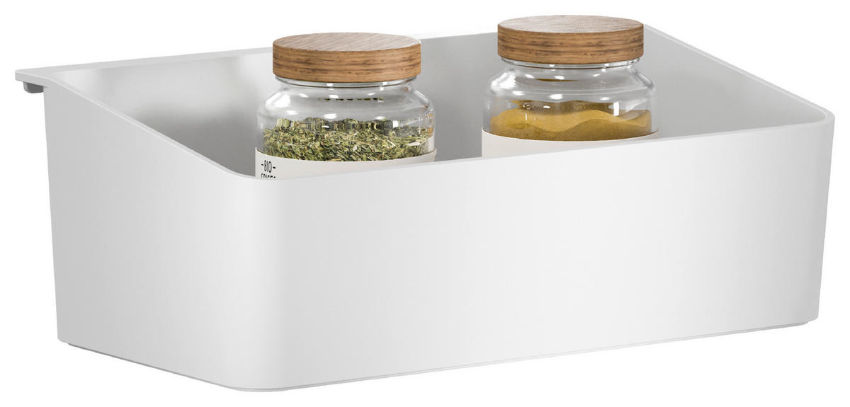 AUFBEWAHRUNGSBOX     - Weiß, Basics, Kunststoff/Metall (24/8,5/14cm) - Tesa