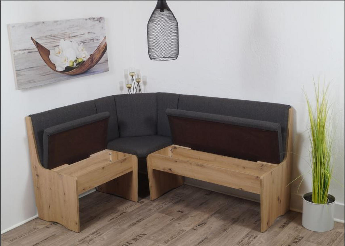 ECKBANKGRUPPE in Textil, Holzwerkstoff Dunkelgrau, Eiche Artisan  - Dunkelgrau/Eiche Artisan, KONVENTIONELL, Holz/Holzwerkstoff (125/165cm)