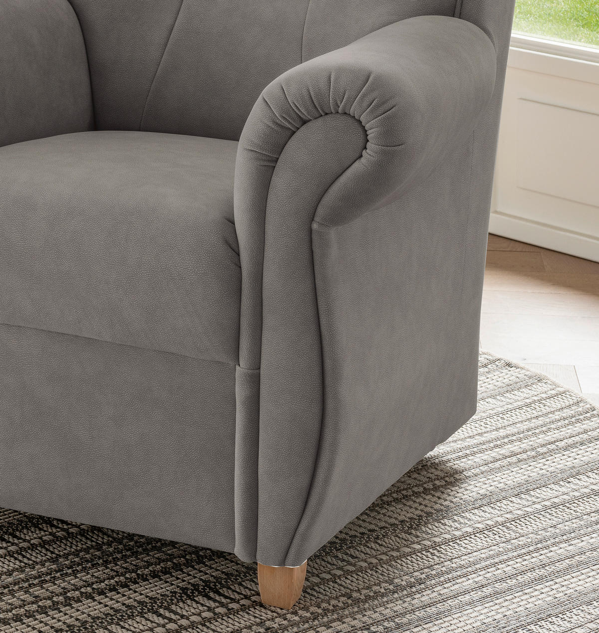 SESSEL Mikrofaser Grau  - Wildeiche/Grau, Konventionell, Holz/Textil (91/100/88cm) - Livetastic