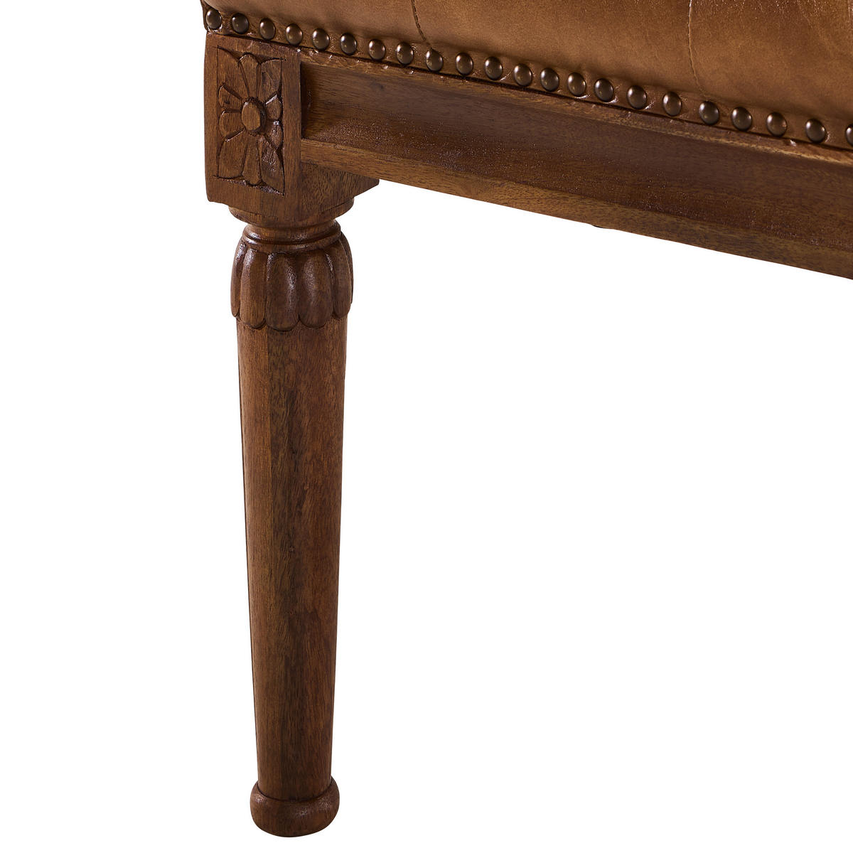 SITZBANK 110/45/45 cm Echtleder Braun, Walnussfarben Mangoholz massiv  - Walnussfarben/Braun, LIFESTYLE, Leder/Holz (110/45/45cm) - Landscape