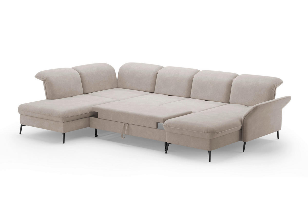 WOHNLANDSCHAFT in Flachgewebe Greige  - Greige/Schwarz, Konventionell, Textil/Metall (231/359/198cm) - Sit & More
