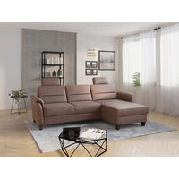 ECKSOFA in Mikrofaser Haselnussfarben  244/163 cm  - Wengefarben/Haselnussfarben, KONVENTIONELL, Holz/Textil (244/163cm) - Sit & More
