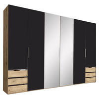 DREHTÜRENSCHRANK in Graphitfarben, Eichefarben  - Chromfarben/Eichefarben, Modern, Glas/Holzwerkstoff (300/216/58cm) - MID.YOU