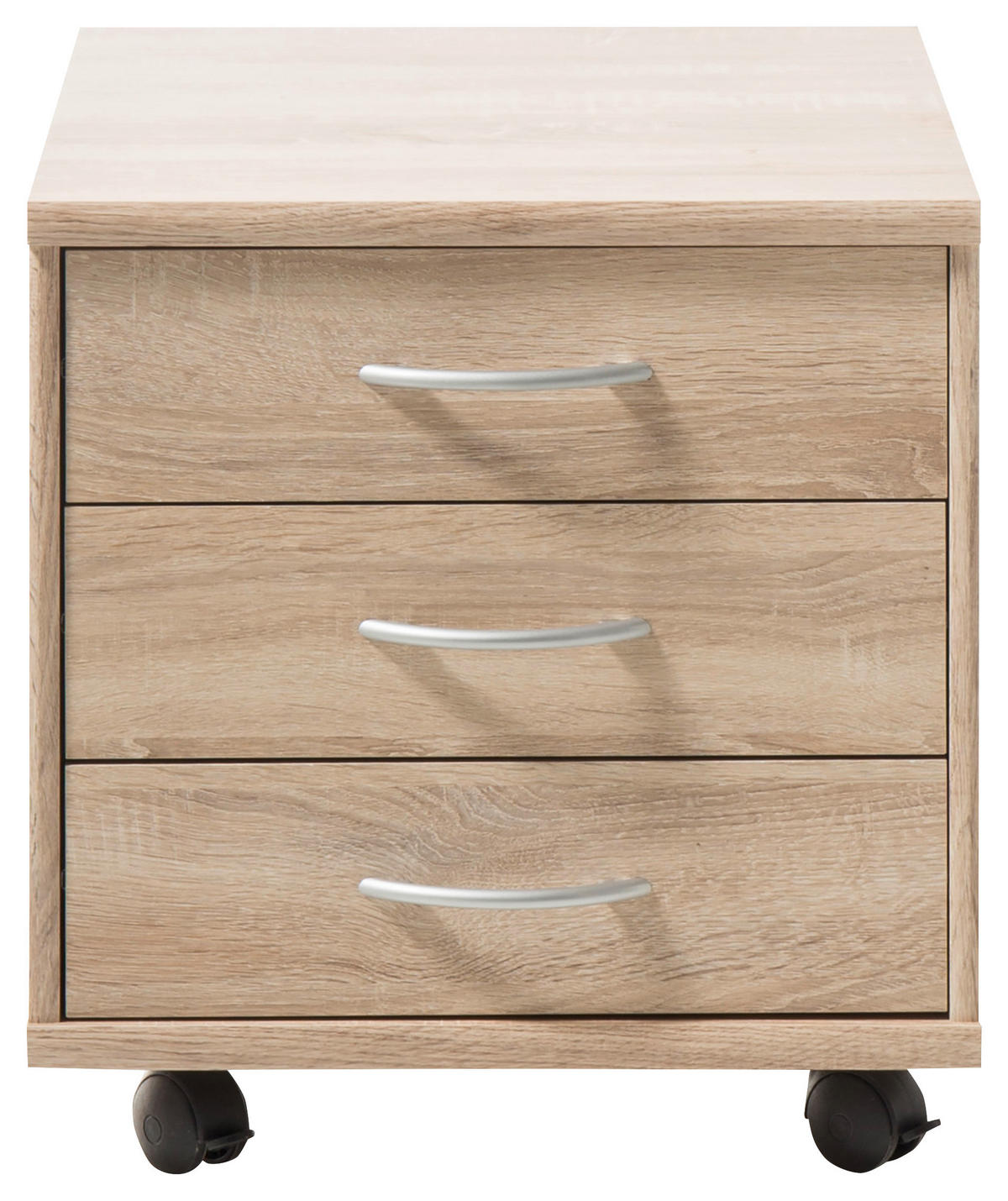 PREDALNIK NA KOLESCIH  hrast sonoma  - srebrne barve/hrast sonoma, Basics, umetna masa/leseni material (46/48/54cm) - Carryhome