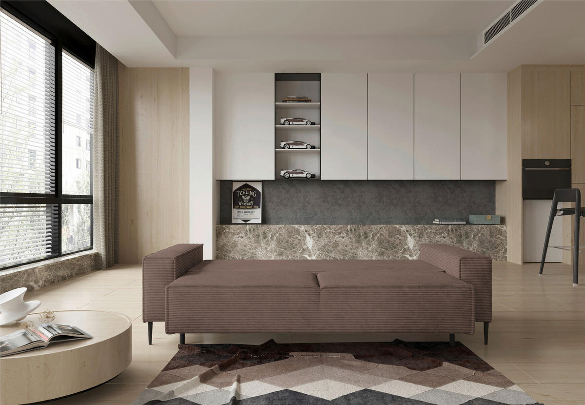 SCHLAFSOFA in Webstoff Braun  - Schwarz/Braun, Design, Textil/Metall (240/89/103cm) - Ti'me