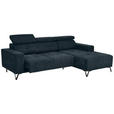 ECKSOFA Petrol Chenille  - Petrol/Schwarz, KONVENTIONELL, Textil/Metall (264/178cm) - Hom`in