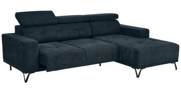 ECKSOFA Petrol Chenille  - Petrol/Schwarz, KONVENTIONELL, Textil/Metall (264/178cm) - Hom`in