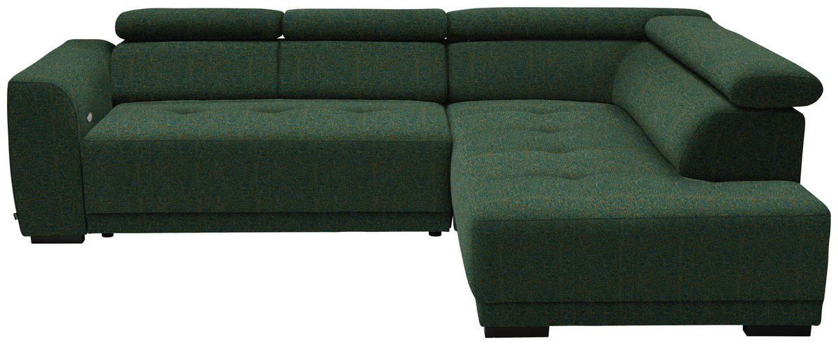 ECKSOFA in Struktur Grün  284/205 cm  - Schwarz/Grün, Design, Kunststoff/Textil (284/205cm) - Xora