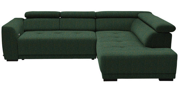 ECKSOFA in Struktur Grün 284/205 cm - Schwarz/Grün, Design, Kunststoff/Textil (284/205cm) - Xora