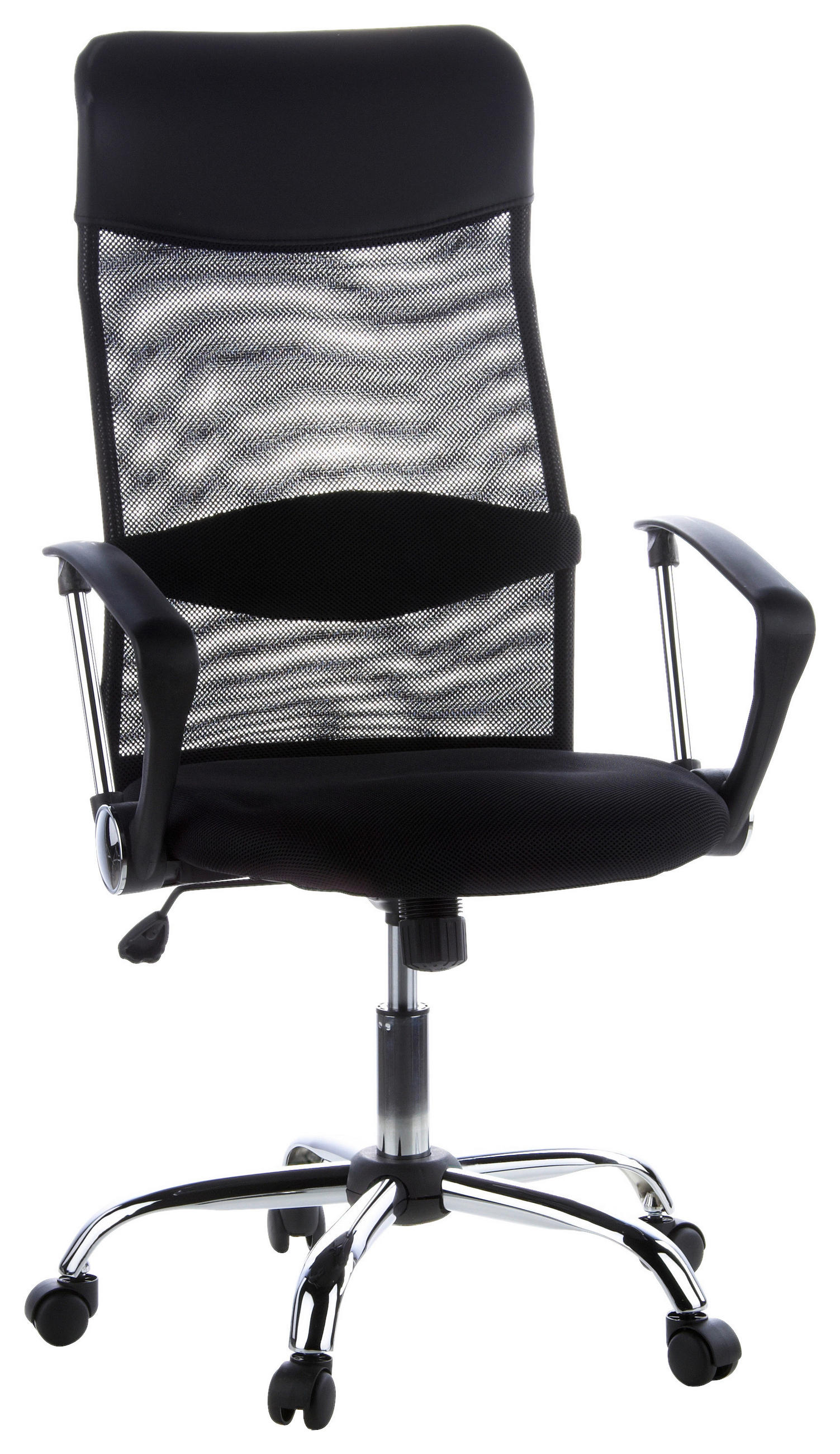 SNURRSTOL  i läderimitation, nätklädsel svart, kromfärg  - kromfärg/svart, Modern, metall/textil (60/129/50cm) - MID.YOU