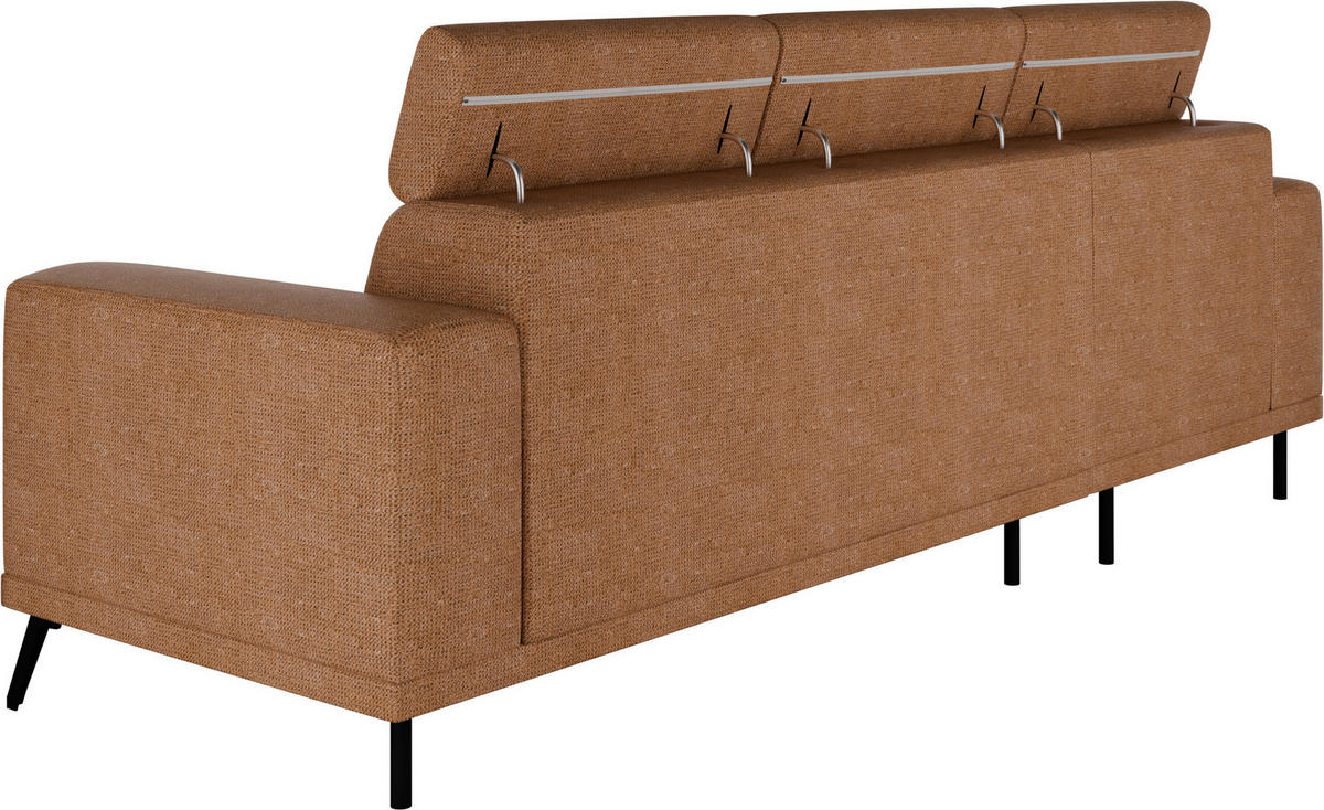 ECKSOFA Rostfarben Chenille  - Rostfarben/Schwarz, KONVENTIONELL, Textil/Metall (178/264cm) - Hom`in
