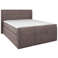 BOXSPRINGBETT 140/200 cm,  in Taupe, Bettkasten, Topper, Matratze, H3 = fest  - Taupe/Schwarz, KONVENTIONELL, Kunststoff/Textil (140/200cm) - Boxxx