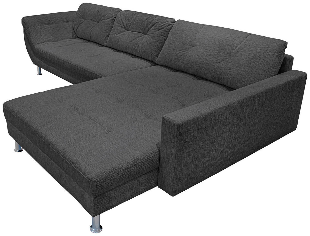 ECKSOFA BROOKLYN Anthrazit Flachgewebe Zierkissen, Rückenkissen  - Anthrazit/Silberfarben, KONVENTIONELL, Kunststoff/Textil (329/199cm) - Livetastic