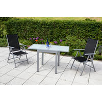 GARTENTISCH 65/130/65/75 cm Metall, Glas rechteckig  - Silberfarben, KONVENTIONELL, Glas/Metall (65/130/65/75cm) - Gardenson