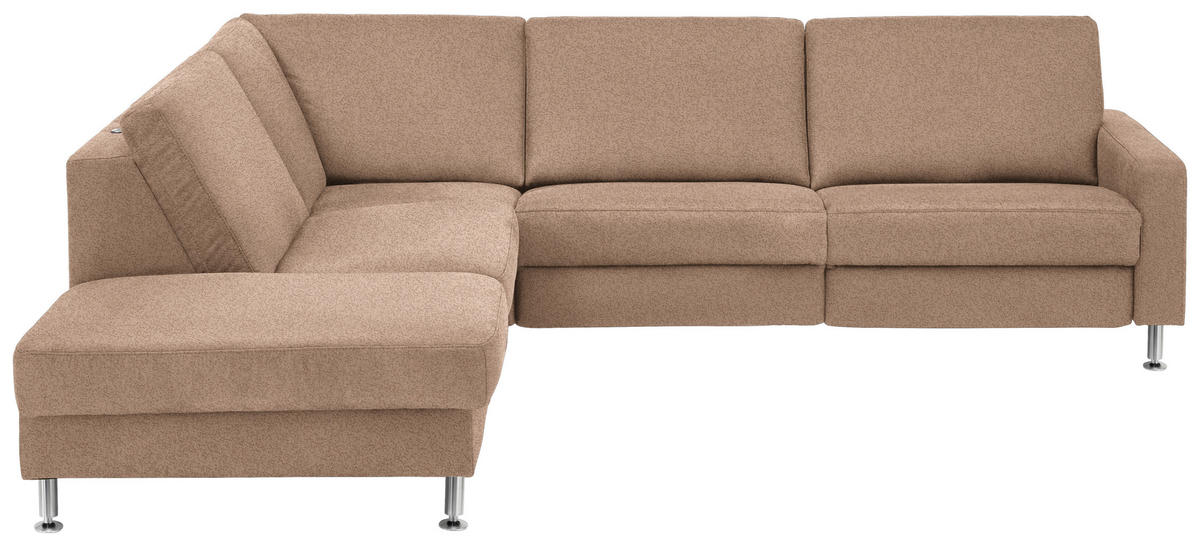 ECKSOFA in Mikrofaser Sandfarben  - Sandfarben/Alufarben, Design, Textil/Metall (242/275cm) - Dieter Knoll