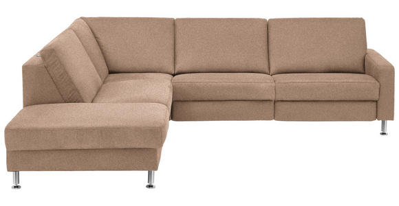 ECKSOFA  in Mikrofaser Sandfarben  242/275 cm  - Sandfarben/Alufarben, Design, Textil/Metall (242/275cm) - Dieter Knoll