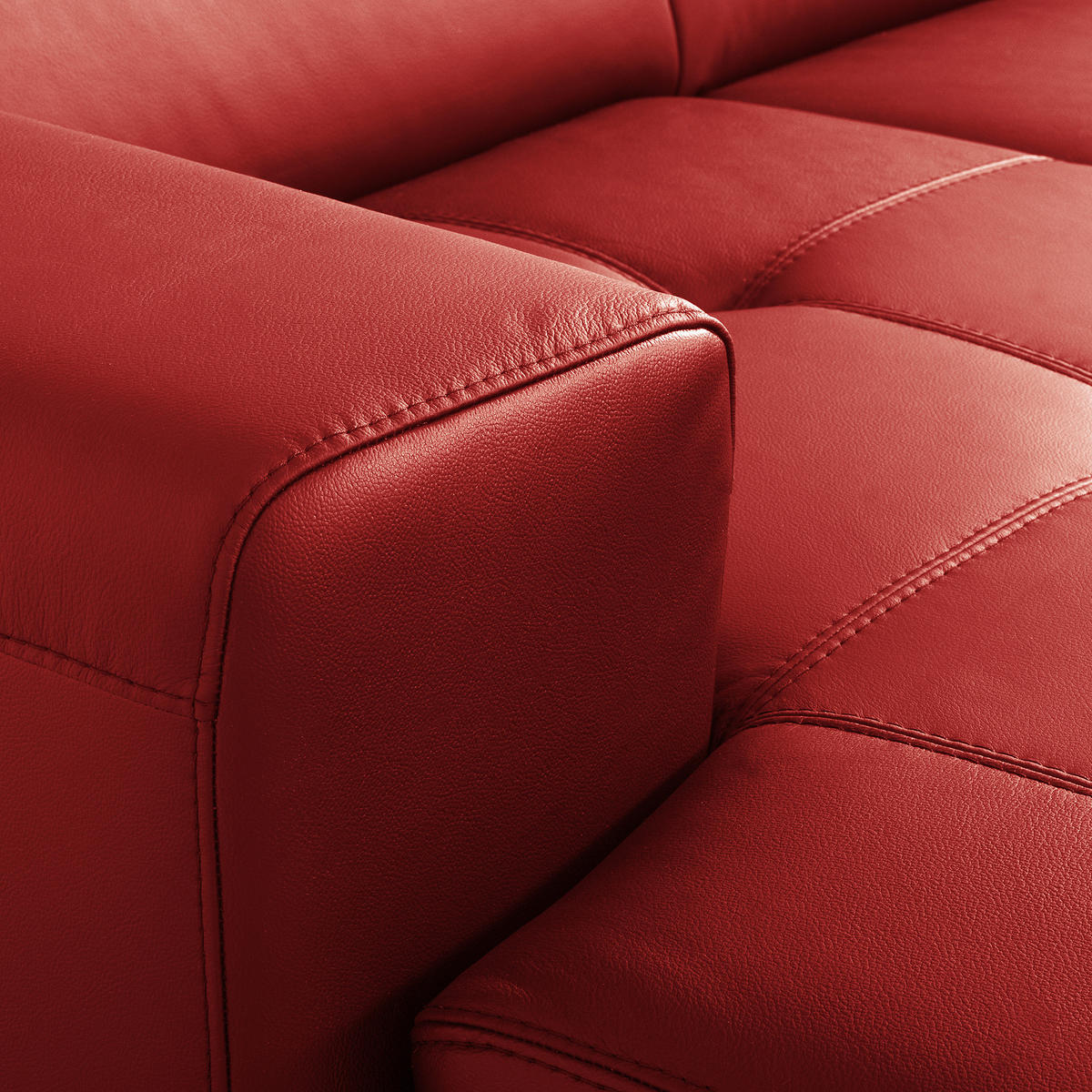 ECKSOFA  in Lederlook Echtleder Rot  - Rot/Schwarz, Design, Leder/Textil (173/247cm) - Livetastic