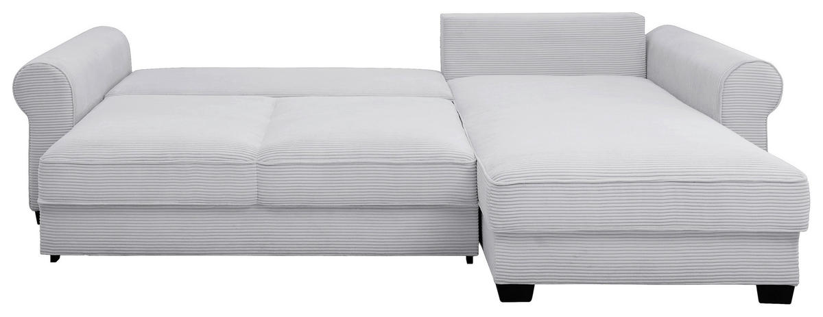 ECKSOFA Hellgrau Cord  - Hellgrau/Schwarz, KONVENTIONELL, Kunststoff/Textil (318/197cm) - Hom`in