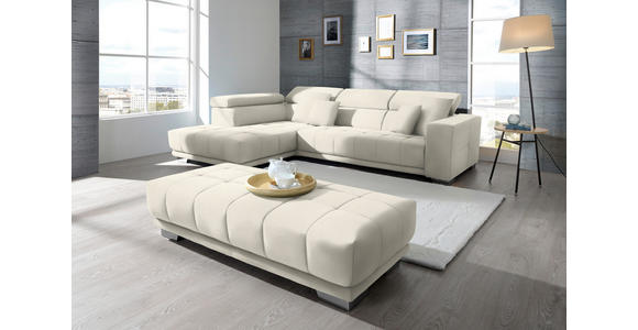 ECKSOFA in Mikrofaser Weiß  207/301 cm  - Chromfarben/Weiß, Design, Textil/Metall (207/301cm) - Xora
