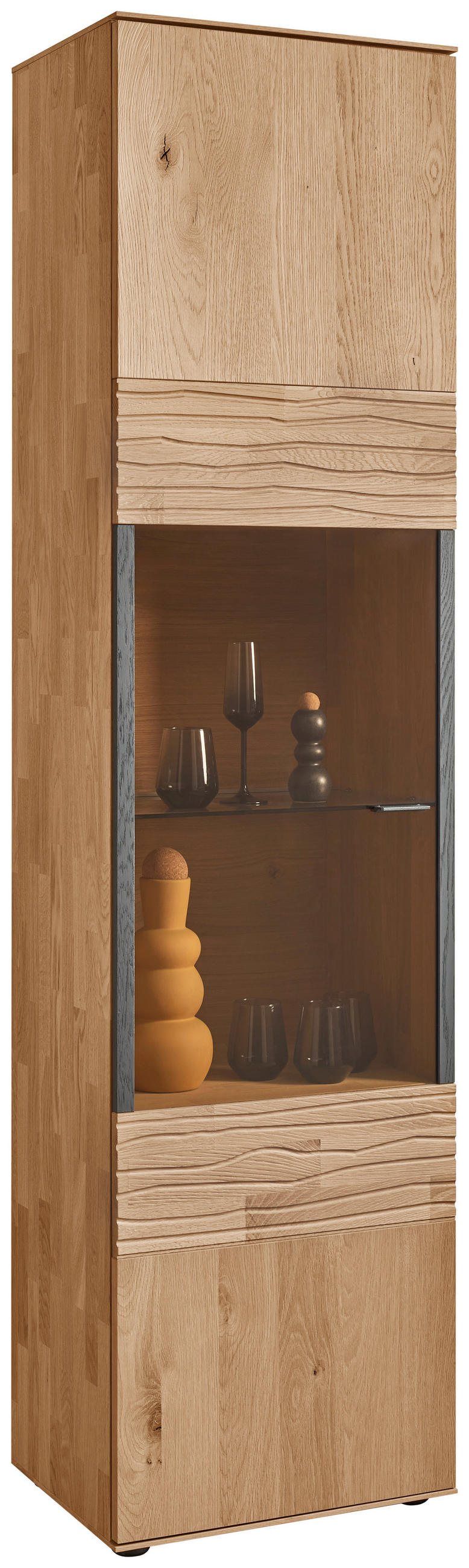 VITRIN tömör erezett tölgy   - Natur, Üveg/fa (53/206/39cm) - Valnatura