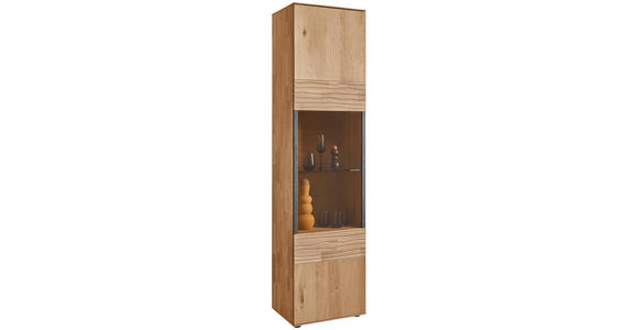 VITRINE  in massiv Kerneiche Eichefarben - Eichefarben/Anthrazit, Natur, Glas/Holz (53/206/39cm) - Valnatura