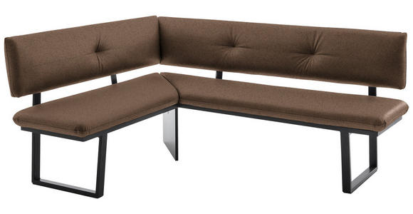 ECKBANK 165/205 cm in Schwarz, Dunkelbraun - Dunkelbraun/Schwarz, MODERN, Textil/Metall (165/205cm) - Cantus