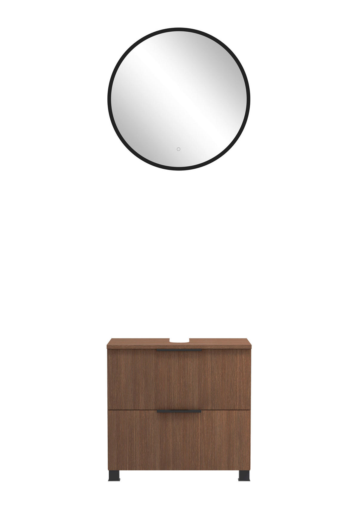 BADEZIMMER 2-teilig  in 60 cm  - Dunkelbraun/Schwarz, Natur, Holzwerkstoff/Kunststoff (60cm) - Held