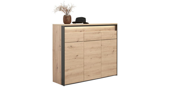GARDEROBE 4-teilig  in 248/200/38 cm  - Schwarz/Eiche Artisan, KONVENTIONELL, Glas/Holzwerkstoff (248/200/38cm) - Voleo