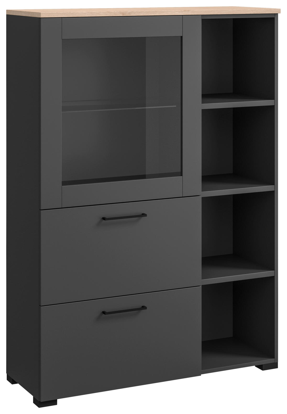 VITRINE in Graphitfarben  - Anthrazit/Graphitfarben, Design, Glas/Holzwerkstoff (100/143,3/41,9cm) - Cantus