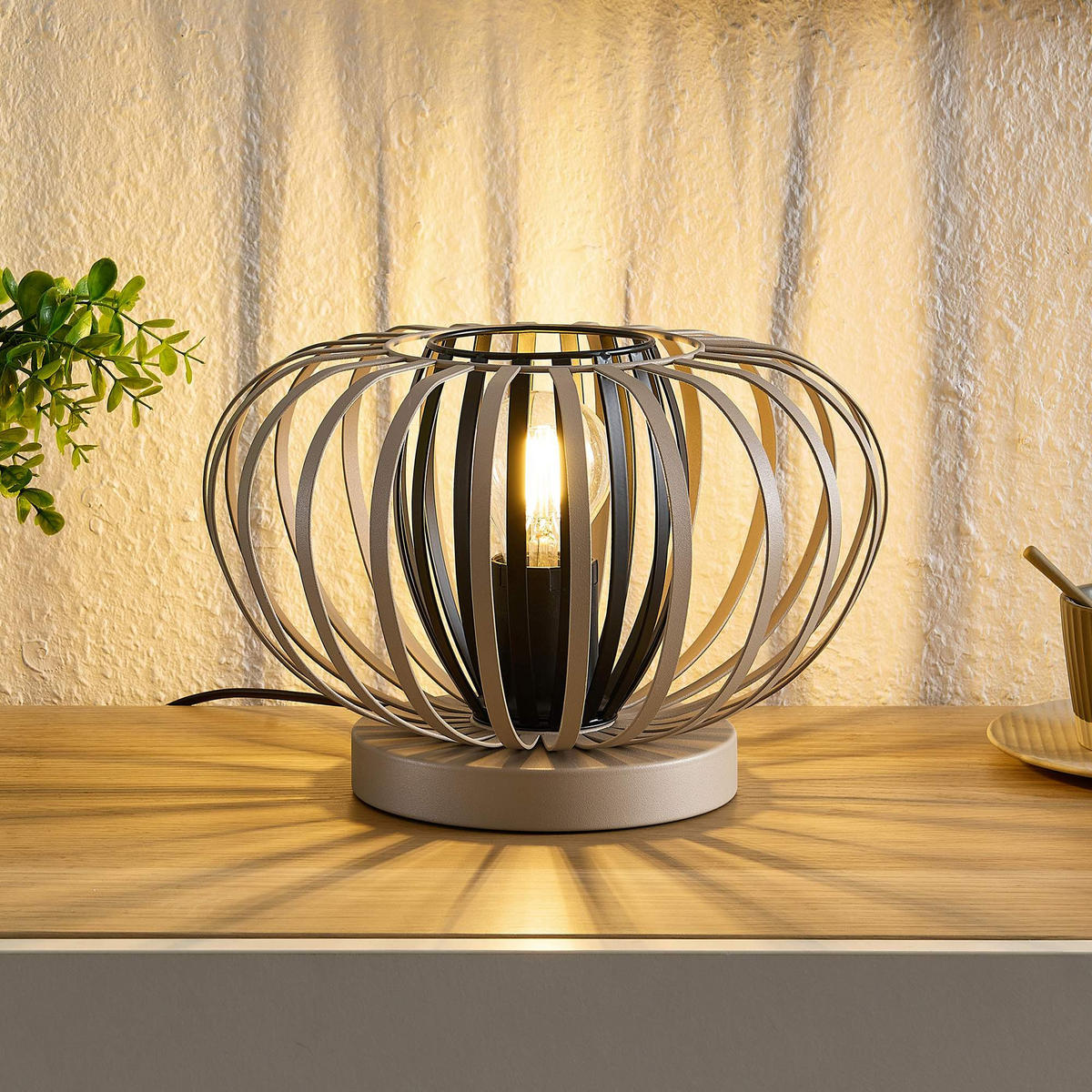 TISCHLEUCHTE Melina 25/19 cm   - Sandfarben/Beige, Design, Metall (25/19cm) - Novel