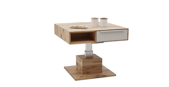 COUCHTISCH in Holz, Glas 82/82/40-72,5 cm  - Buchefarben/Weiß, Design, Glas/Holz (82/82/40-72,5cm) - Valnatura