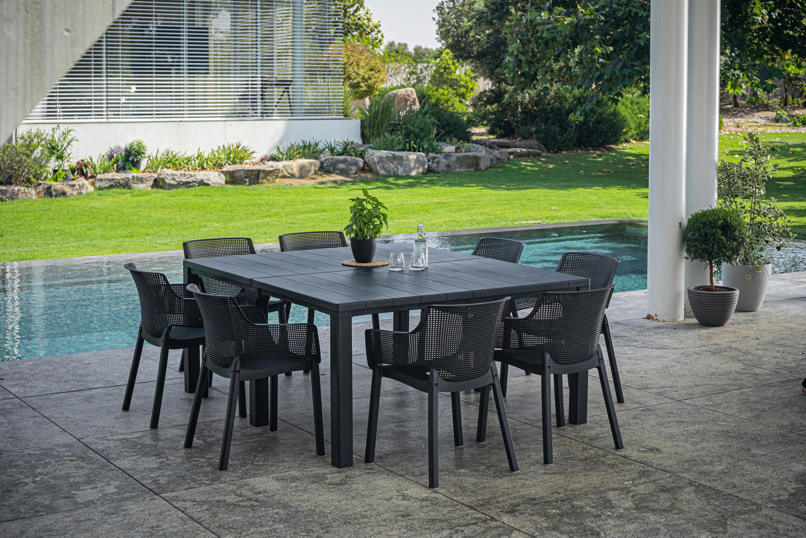 GARTENTISCH Kunststoff rechteckig  - Graphitfarben, KONVENTIONELL, Kunststoff (292.9/75/89.4cm) - Keter