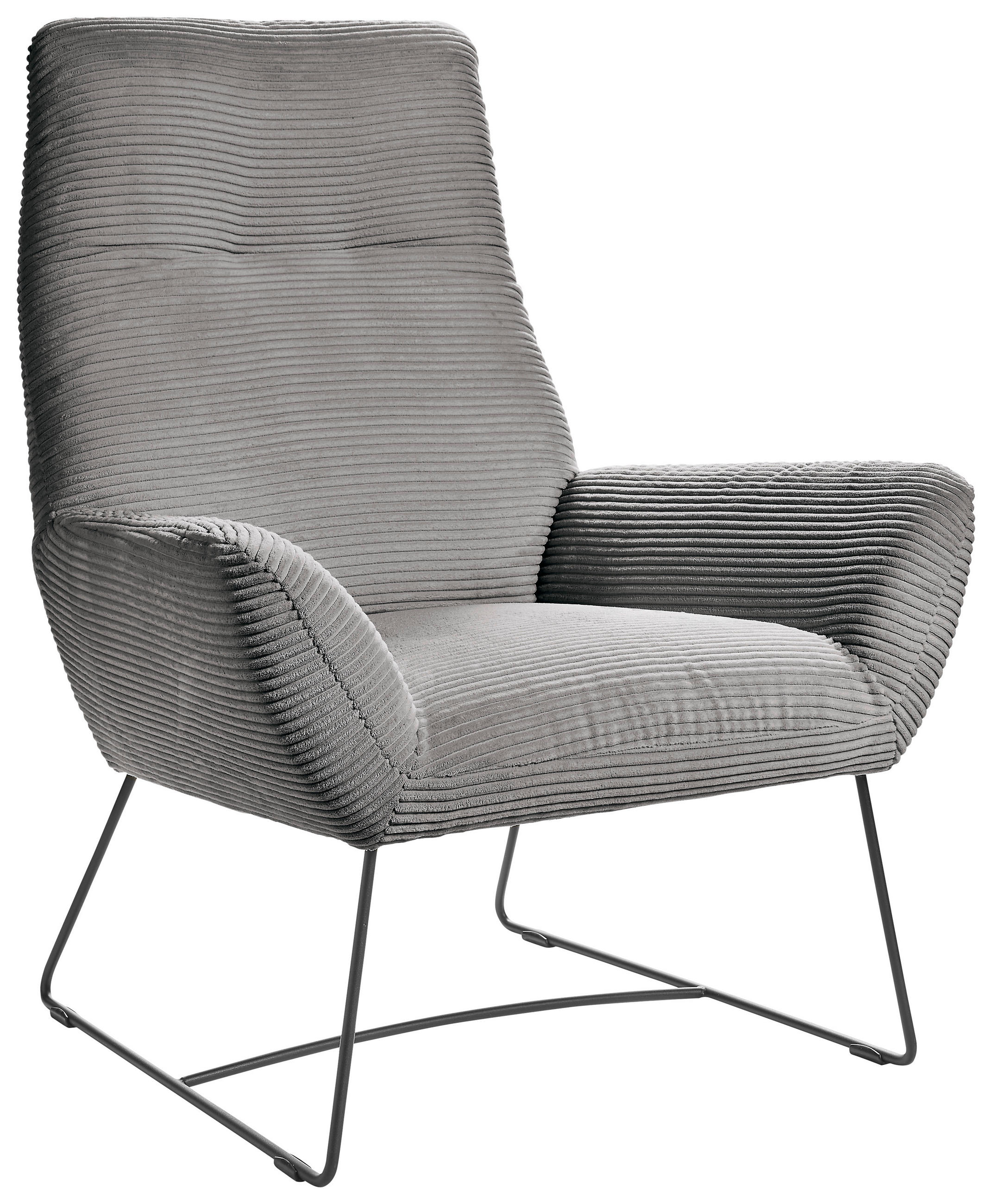 SESSEL Cord Dunkelgrau    - Dunkelgrau/Schwarz, Design, Textil/Metall (82/102/81cm) - Hom`in