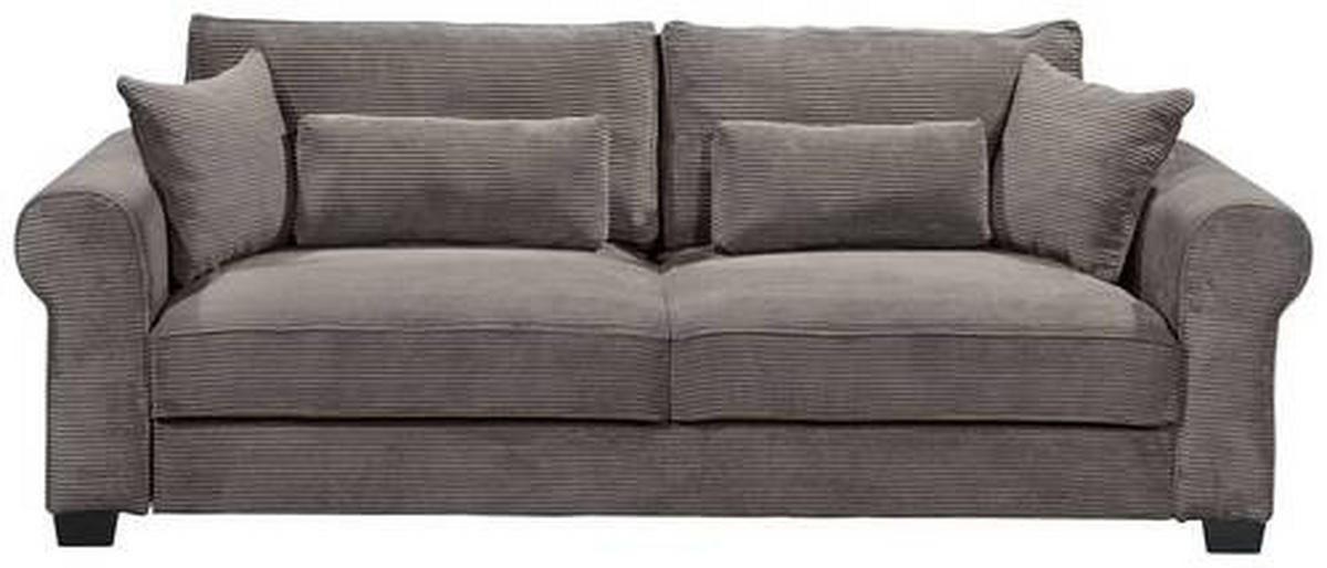 SCHLAFSOFA in Cord Mokka  - Schwarz/Mokka, Basics, Kunststoff/Textil (250/95/125cm) - MID.YOU