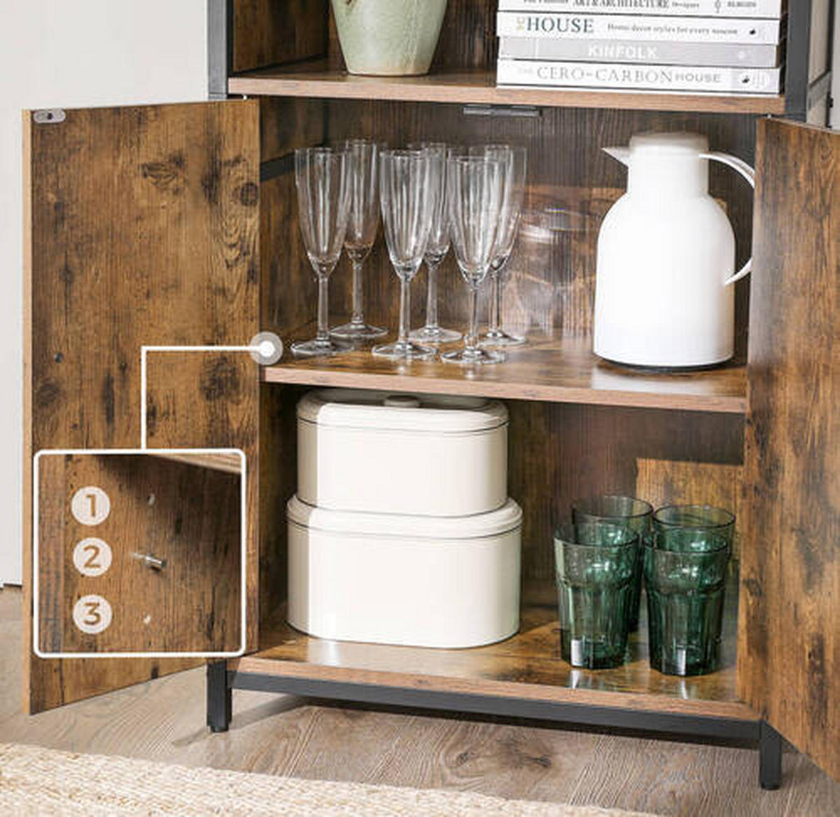 HIGHBOARD  in 60/124,5/35 cm  - Schwarz/Braun, Trend, Holzwerkstoff/Metall (60/124,5/35cm) - Boxxx