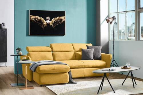ECKSOFA in Mikrofaser Gelb  172/240 cm  - Gelb/Schwarz, Design, Kunststoff/Textil (172/240cm) - Stylife