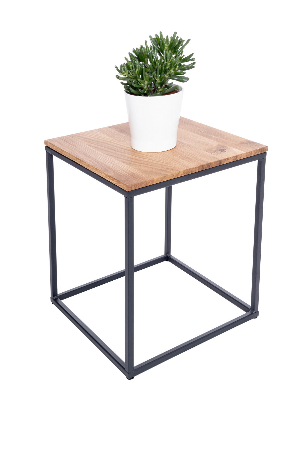 BEISTELLTISCH in Holz, Metall 40/40/41 cm  - Eichefarben/Schwarz, Natur, Holz/Metall (40/40/41cm)