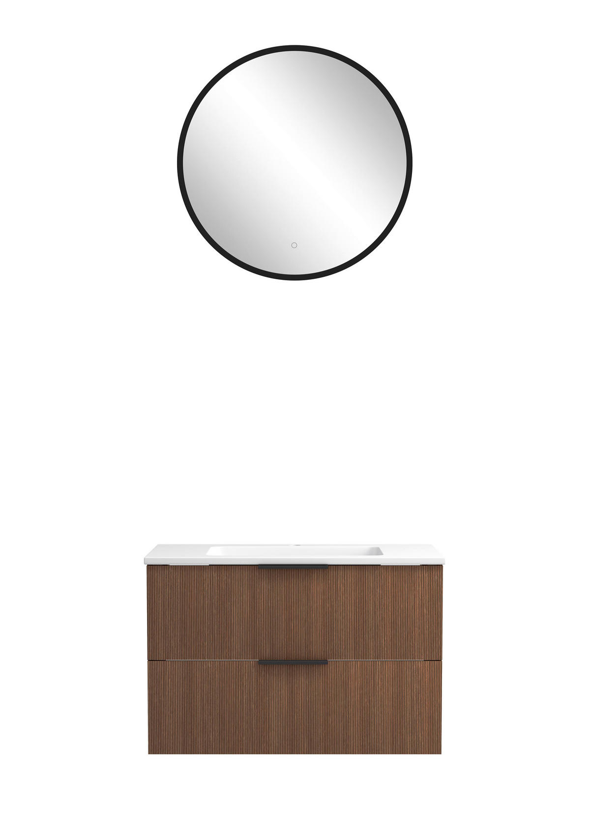 BADEZIMMER 3-teilig  in 80 cm  - Dunkelbraun/Schwarz, Natur, Holzwerkstoff/Stein (80cm) - Held