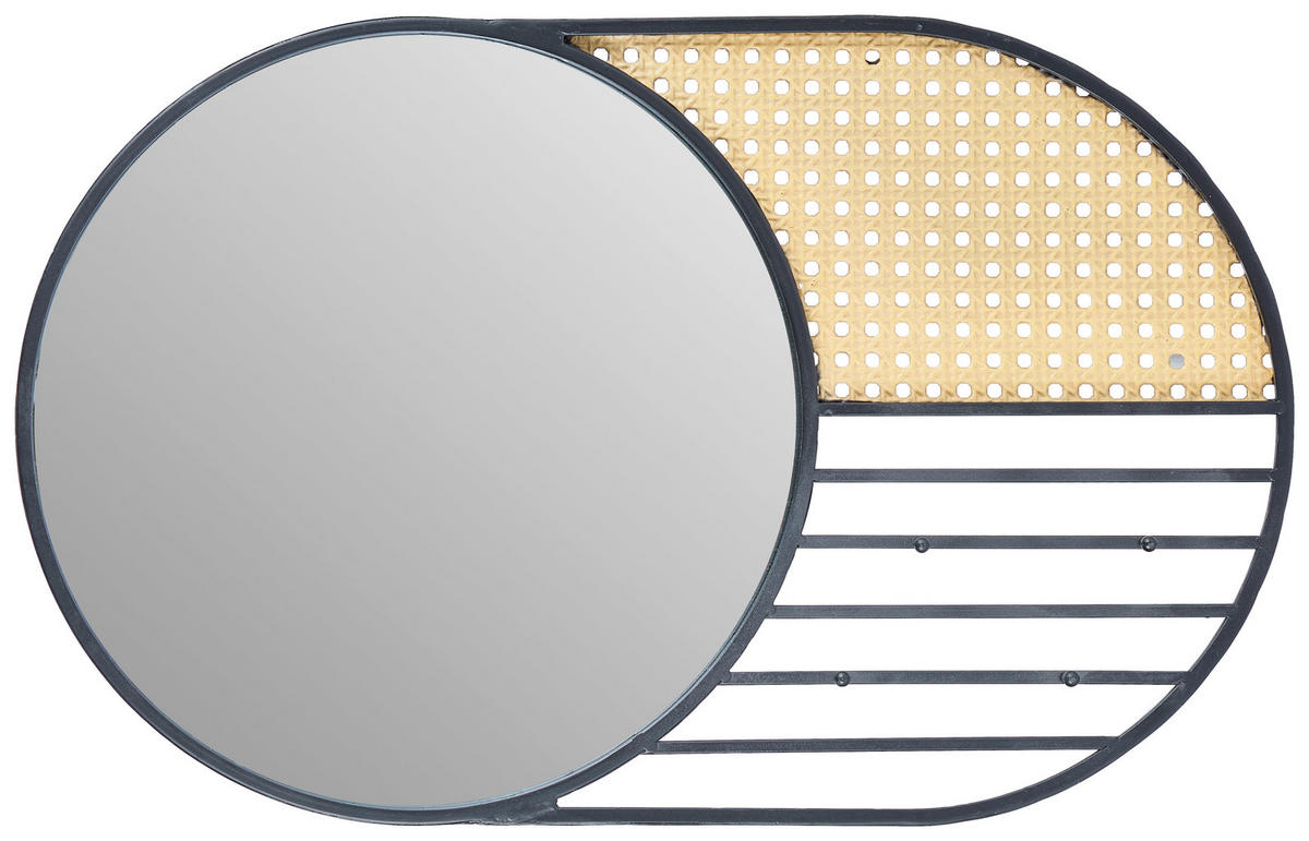 WANDSPIEGEL Rattan Schwarz  - Schwarz/Naturfarben, Trend, Glas/Holz (66/41/4,5cm)