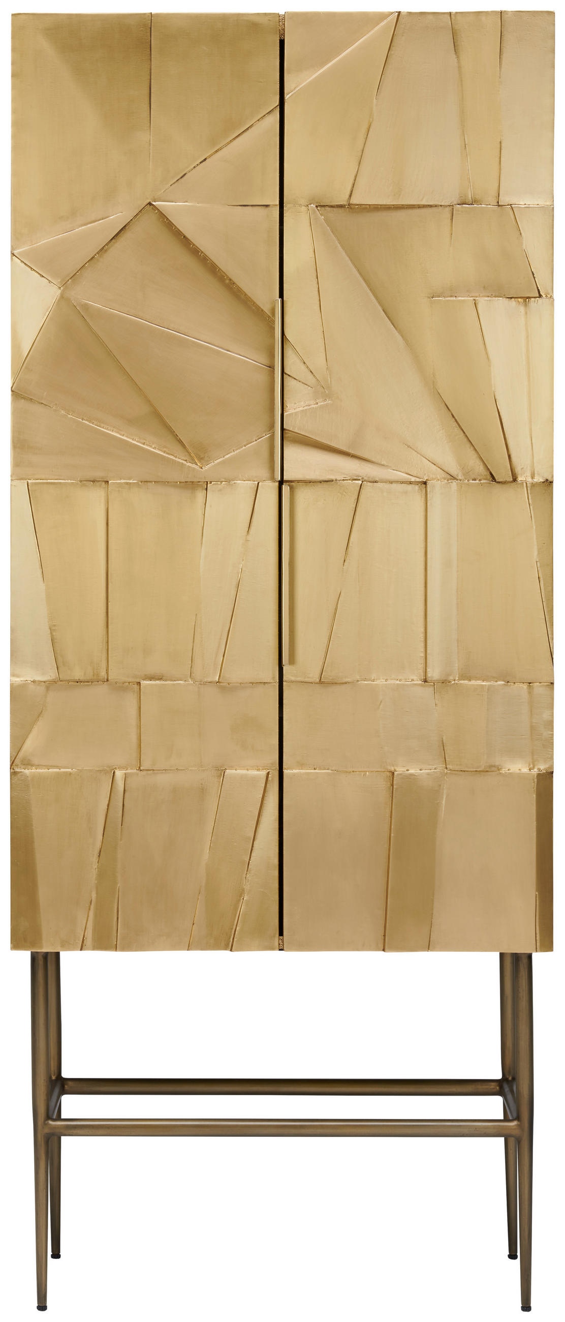 FÉLMAGAS SZEKRÉNY 75/180/40 cm  - sárgarézszínű/aranyszínű, Trend, faalapú anyag/fém (75/180/40cm) - Ambia Home