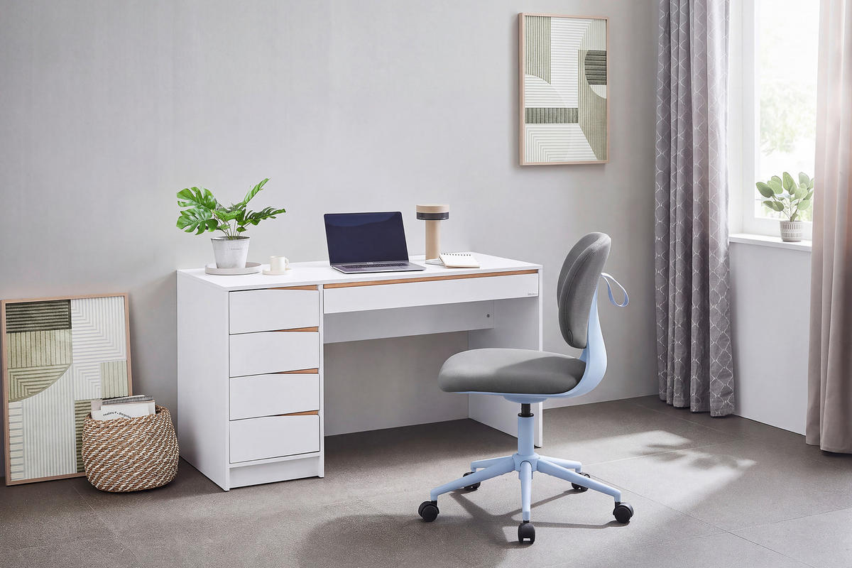 SCHREIBTISCH 140/60/76 cm Weiß, Eichefarben  - Eichefarben/Weiß, MODERN, Holzwerkstoff (140/60/76cm) - Venda