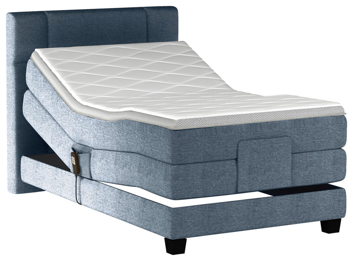 BOXSPRINGBETT 90/200 cm  in Dunkelblau  - Schwarz/Dunkelblau, KONVENTIONELL, Holz/Kunststoff (90/200cm) - Esposa