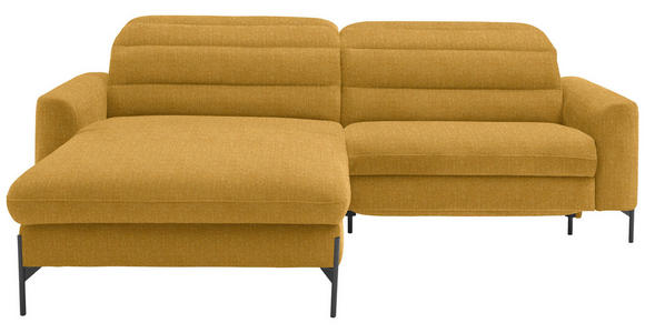 ECKSOFA  in Flachgewebe Currygelb  191/252 cm  - Currygelb/Schwarz, Design, Textil/Metall (191/252cm) - Dieter Knoll
