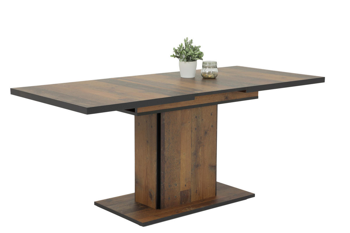 TISCHGRUPPE in Metall, Textil, Holzwerkstoff Anthrazit, Alteiche  - Alteiche/Anthrazit, MODERN, Holzwerkstoff/Textil (120 - 160/76/80cm) - MID.YOU