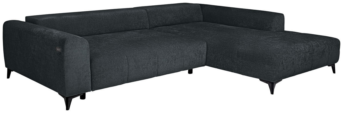 ECKSOFA  in Chenille Dunkelgrau  279/222 cm  - Dunkelgrau/Schwarz, KONVENTIONELL, Kunststoff/Textil (279/222cm) - Hom`in