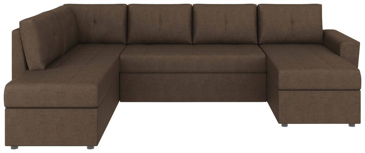 WOHNLANDSCHAFT TERMOLI Braun Jacquard  - Schwarz/Braun, Design, Kunststoff/Textil (155/296/155cm) - MID.YOU