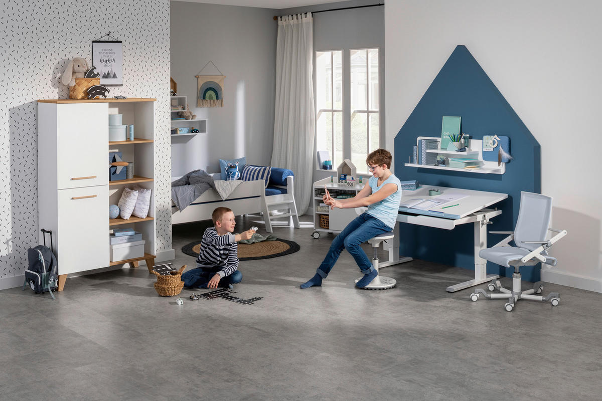 JUGENDSCHREIBTISCH 120/75/53-79 cm  in Weiss, Hellblau  - Weiss/Hellblau, Basics, Holzwerkstoff/Metall (120/75/53-79cm) - Paidi
